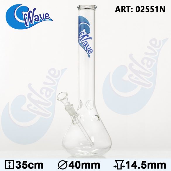 Wave üveg bong pipa - H: 35cm - Ø: 40mm - S: 14.5mm 